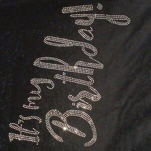 It's My Birthday Flowy T-shirt with rhinestone writing.